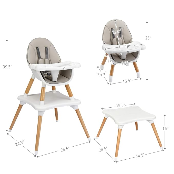 BABY JOY Silla alta 5 en 1, sillas altas convertibles para bebés