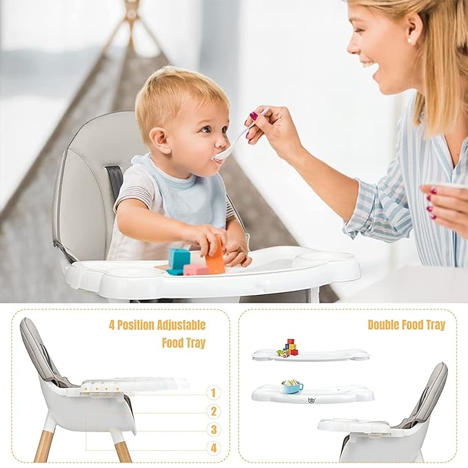 BABY JOY Silla alta 5 en 1, sillas altas convertibles para bebés