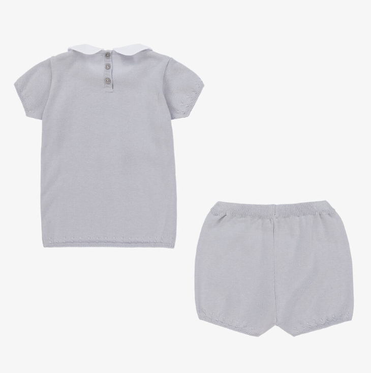 Conjunto de pantalones cortos de algodón gris con diseño de conejito para niños